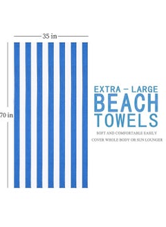 Rock Pow Mircofiber Beach Towel 35'' x 70'' Oversized Striped Lightweight Pool Towel  Big Cabana Swim Travel Towel for Adults Mens Women Navy Blue  - Image 2