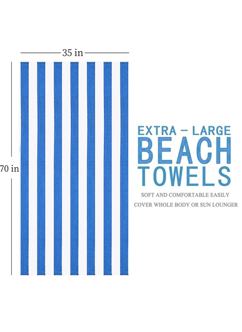Rock Pow Mircofiber Beach Towel 35'' x 70'' Oversized Striped Lightweight Pool Towel  Big Cabana Swim Travel Towel for Adults Mens Women Navy Blue  - Image 2