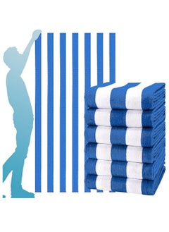 Rock Pow Mircofiber Beach Towel 35'' x 70'' Oversized Striped Lightweight Pool Towel  Big Cabana Swim Travel Towel for Adults Mens Women Navy Blue  - Image 3