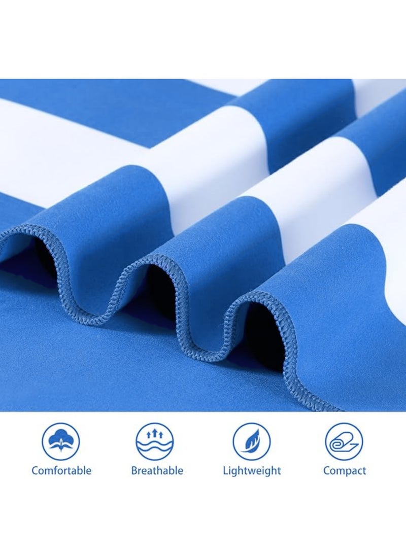 Rock Pow Mircofiber Beach Towel 35'' x 70'' Oversized Striped Lightweight Pool Towel  Big Cabana Swim Travel Towel for Adults Mens Women Navy Blue  - Image 5