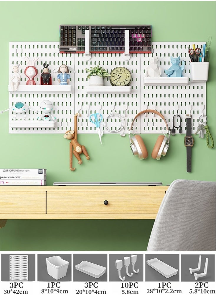 TOMSHOO Pegboard Wall Mount Display Pegboard Combination Kit for Living Room Gaming Room,Pegboard Hanging for Wall Organizer Pegboard Holder for Organizing (white)  - Image 1