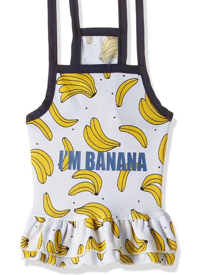 Ohana Spring Wear Collection Spaghetti Strings And Fruity Print Girly Frocks With Frills For Cats And Dogs - Banana Print Medium Size - Image 2
