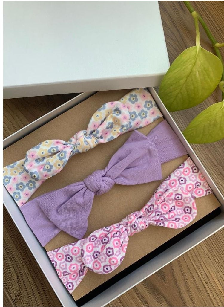 The Girl Cap The Girl Cap Elastic Baby Headband Stretchable Cotton Assorted Hairbands Hair Accessories for Baby - Multicolor - 3PCS  - Image 2