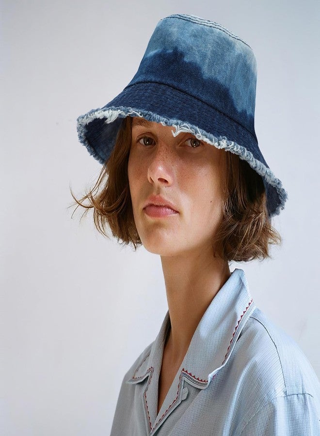 WOWOGO Denim Bucket Hat for Women Men Large Summer Cap for Beach Travel Fishing - Image 3