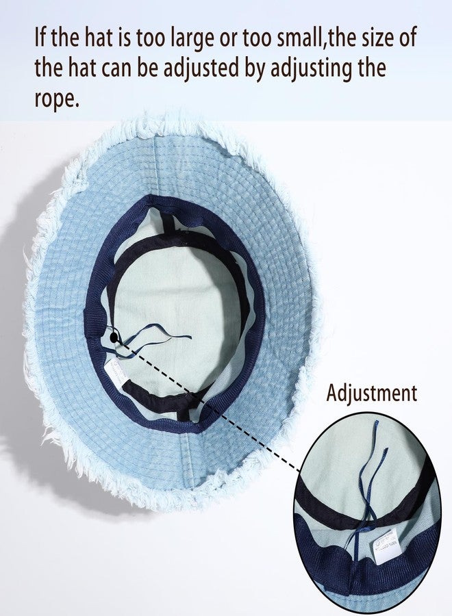 WOWOGO Denim Bucket Hat for Women Men Large Summer Cap for Beach Travel Fishing - Image 5