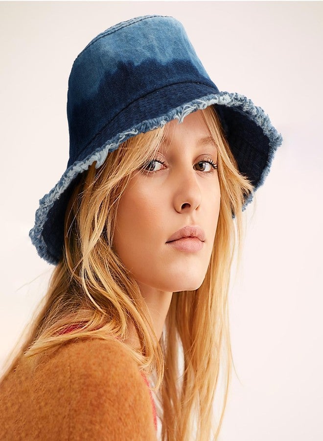 WOWOGO Denim Bucket Hat for Women Men Large Summer Cap for Beach Travel Fishing - Image 2