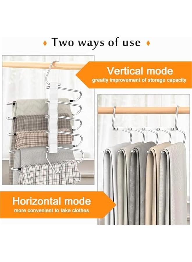 TRASSLE 2 Pack Pants Hangers Space Saving, Anti-Slip Multi-Functional Pants Rack, Thickened Stainless Steel Tube, Two Hanging Modes Suitable for Jeans Trousers Skirts Scarf - Image 2