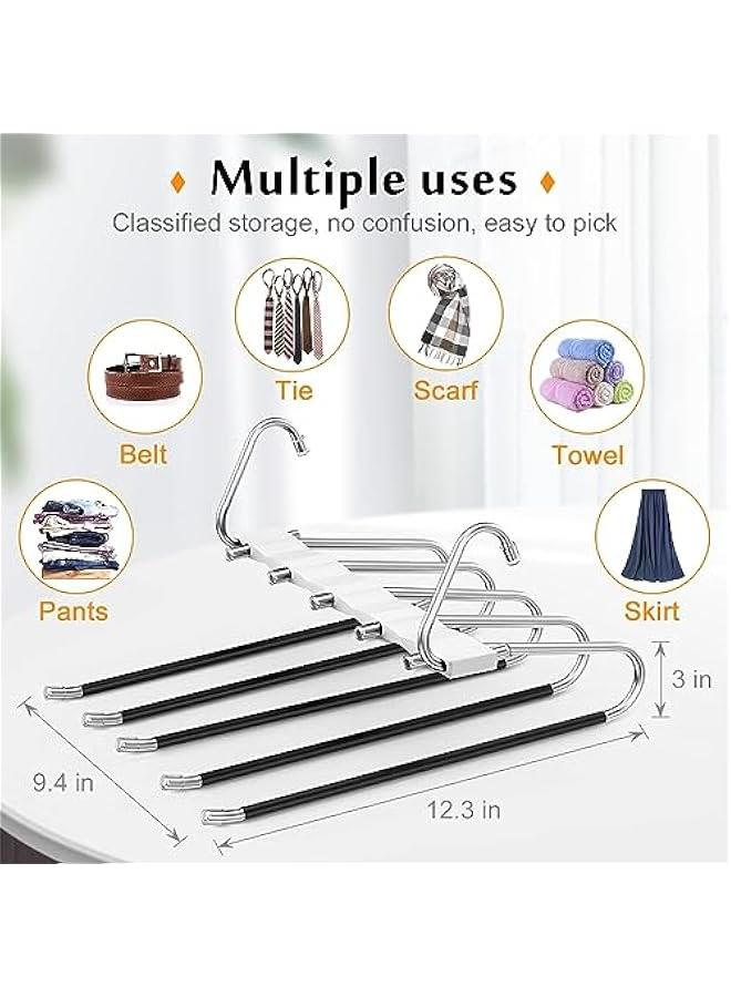 TRASSLE 2 Pack Pants Hangers Space Saving, Anti-Slip Multi-Functional Pants Rack, Thickened Stainless Steel Tube, Two Hanging Modes Suitable for Jeans Trousers Skirts Scarf - Image 5