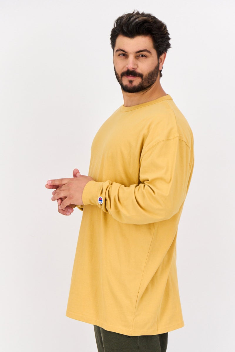 Champion Men Sportswear Fit Embroidered Logo Long Sleeve Sweatshirt, Mustard - Image 2