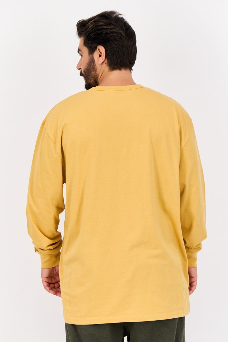 Champion Men Sportswear Fit Embroidered Logo Long Sleeve Sweatshirt, Mustard - Image 3
