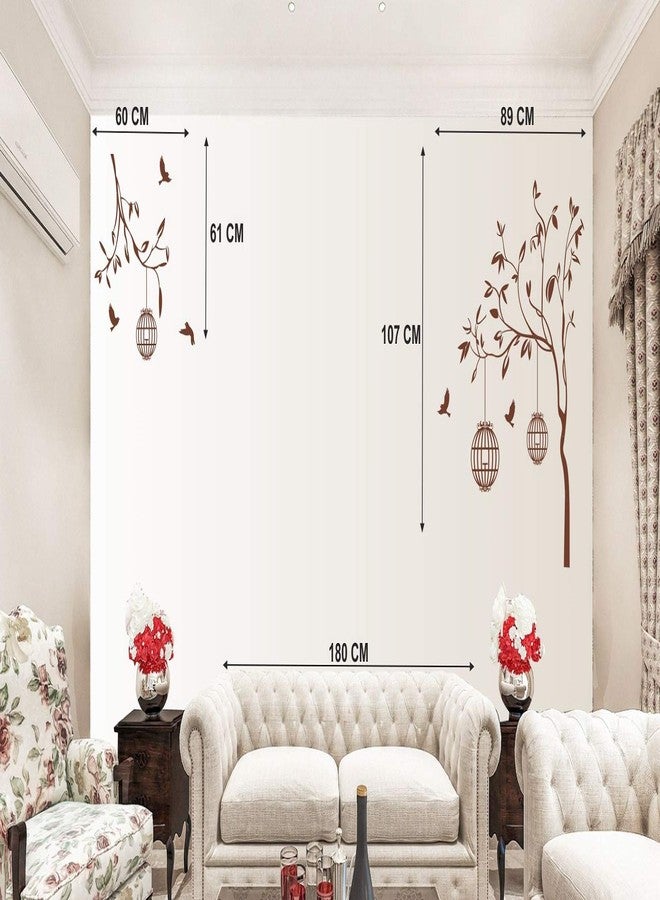 Walltech Combo of 4 Wall Sticker Welcome to Our Home Vine-(76 x46 cms) | Free Bird case Brown-(150 x 115 cms) | Bird House on a Branch-(90 x 75 cms) | sb Folk Band-(11 x15 cms) - Material Vinyl - Image 3
