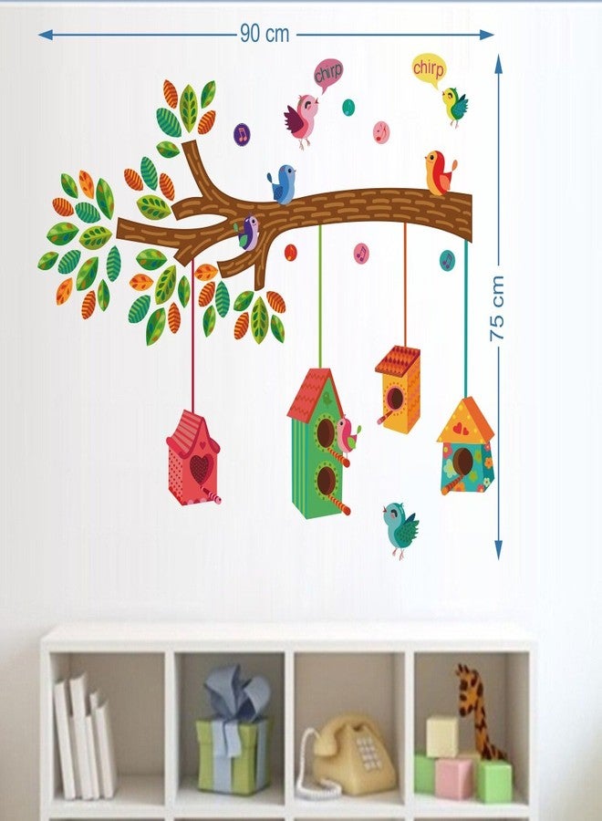 Walltech Combo of 4 Wall Sticker Welcome to Our Home Vine-(76 x46 cms) | Free Bird case Brown-(150 x 115 cms) | Bird House on a Branch-(90 x 75 cms) | sb Folk Band-(11 x15 cms) - Material Vinyl - Image 4