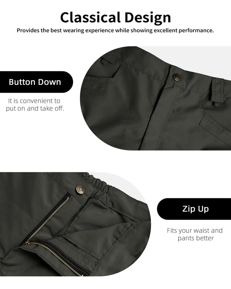 whox Mens Hiking Cargo Shorts Casual Tactical Waterproof Shorts for Work Golf Fishing with 6 Pockets(No Belt) Darkgrey - Image 5