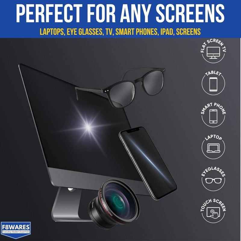 F8WARES فوط تنظيف الزجاج F8WARES 5PK للنوافذ واللابتوب والسيارة قماش ميكروفايبر أزرق 250 tc - Image 5