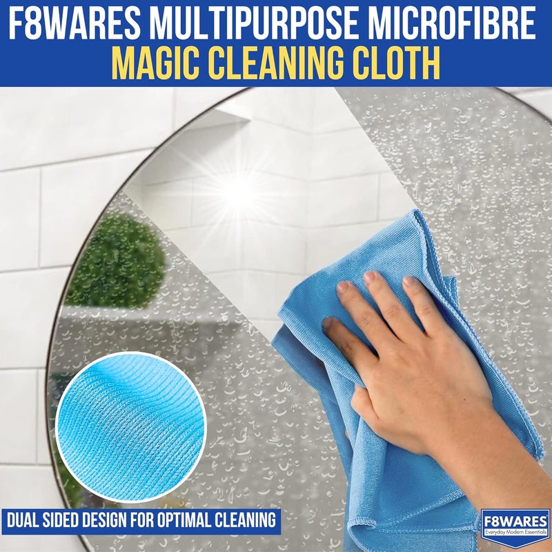 F8WARES فوط تنظيف الزجاج F8WARES 5PK للنوافذ واللابتوب والسيارة قماش ميكروفايبر أزرق 250 tc - Image 2