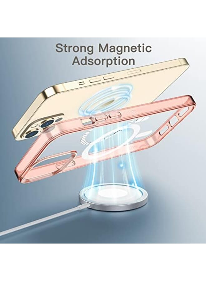 Jetech Magnetic Case For Iphone 12 Pro Max 6.7 Inch Compatible With Magsafe Wireless Charging Shockproof Phone Bumper Cover Anti Scratch Clear Back Rose Gold - Image 3