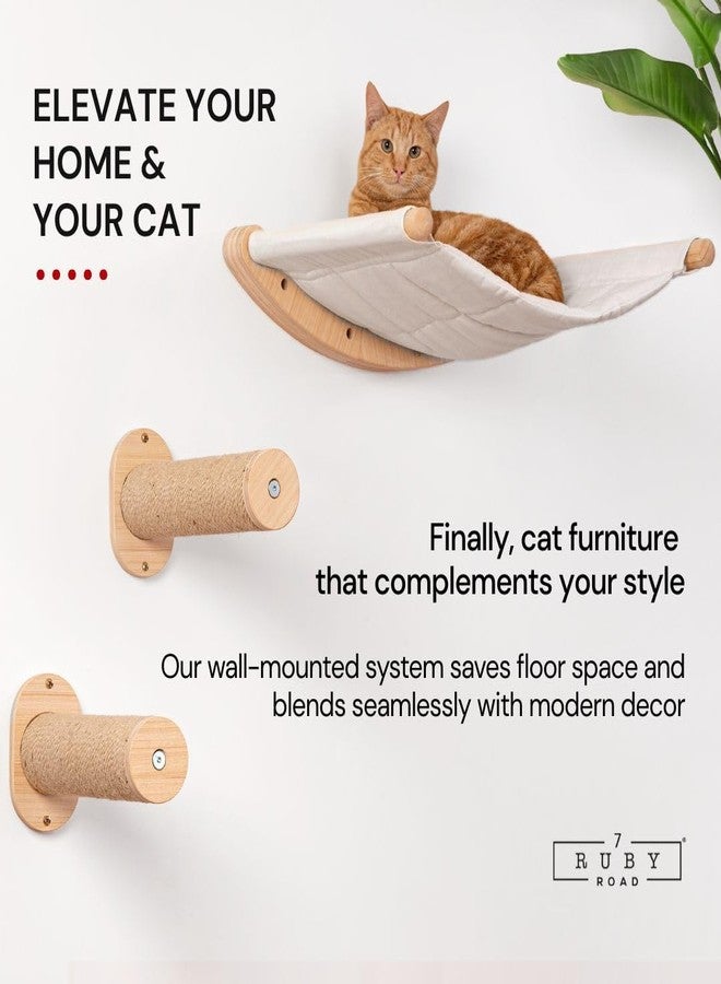 7 Ruby Road Cat Hammock Wall Mounted Shelf with Two Steps Set - Wall Shelves and Perches for Sleeping, Playing, Climbing and Lounging - Modern Cat Bed & Furniture for Indoor and Large Cats or Kitty - Image 2