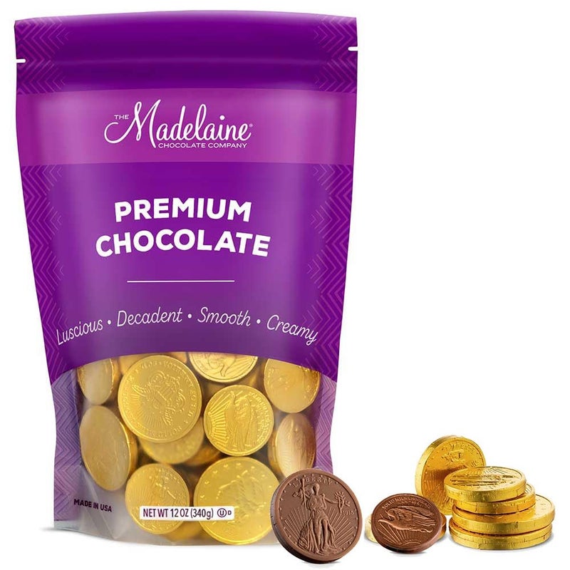 Madelaine Gold Chocolate Coins - St. Patrick’s Day Candy - Gold Foil Wrapped Milk Chocolate Coins Lucky Party Favors - Assorted Sizes 12 Oz - Image 1