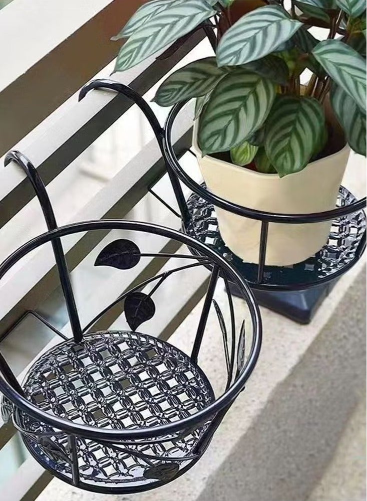 MIXDE Plant Hangers Hanging Planter Basket Plant Holder Hanger Planter Rack Flower Pots Holder Stand Balcony Metal Railing Planter Holder Flower Basket for Indoor Outdoor  - Image 1