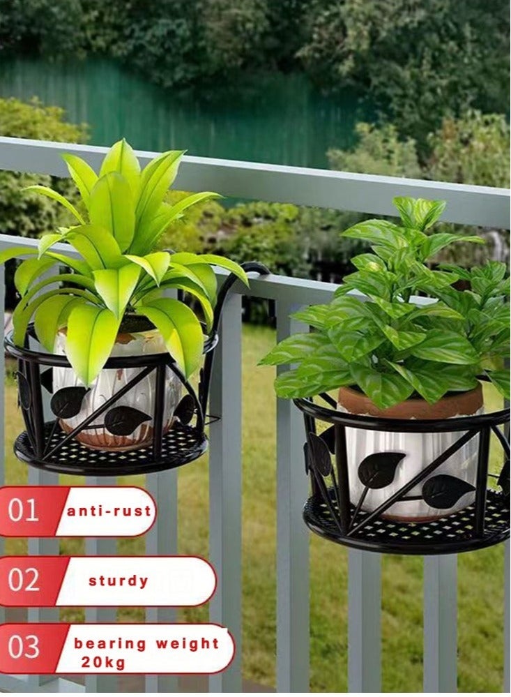 MIXDE Plant Hangers Hanging Planter Basket Plant Holder Hanger Planter Rack Flower Pots Holder Stand Balcony Metal Railing Planter Holder Flower Basket for Indoor Outdoor  - Image 4
