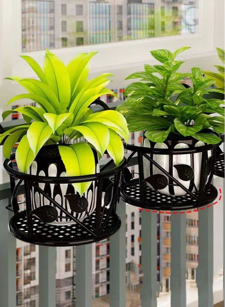MIXDE Plant Hangers Hanging Planter Basket Plant Holder Hanger Planter Rack Flower Pots Holder Stand Balcony Metal Railing Planter Holder Flower Basket for Indoor Outdoor  - Image 2