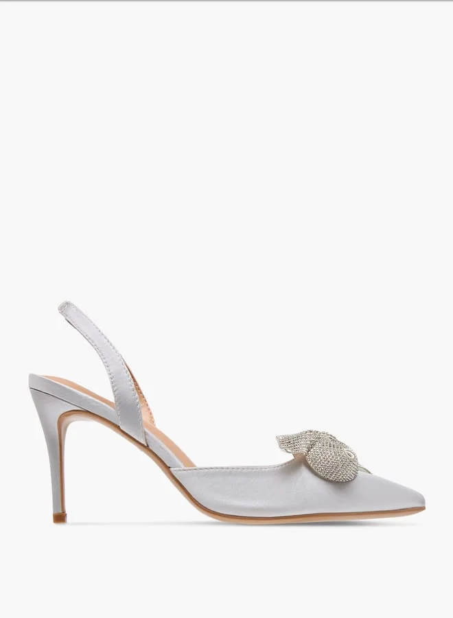 Celeste Women's Bow Embellished Slingback Shoes with Stiletto Heels