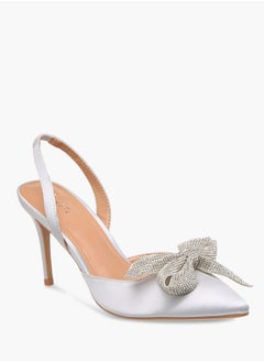 Celeste Women's Bow Embellished Slingback Shoes with Stiletto Heels Ramadan Collection  - Image 2
