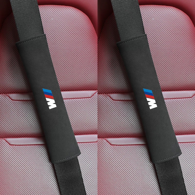 Generic BMW M Suede Seat Belt Covers Car Interior Mod BMW M [black model-2 pieces]-domestic suede shoulder pads 