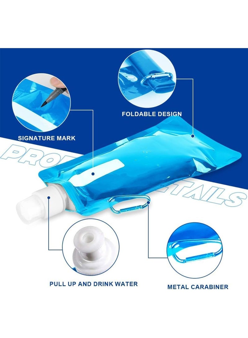 OSHIMA 3 Pcs Foldable Drinking Bottle, 500 ml Flexible Collapsible Water Bottles, Reusable Water Bottles, Reusable Foldable Water Bottle, Set for Hiking, Adventure, Travel, Unisex Adult - Image 3