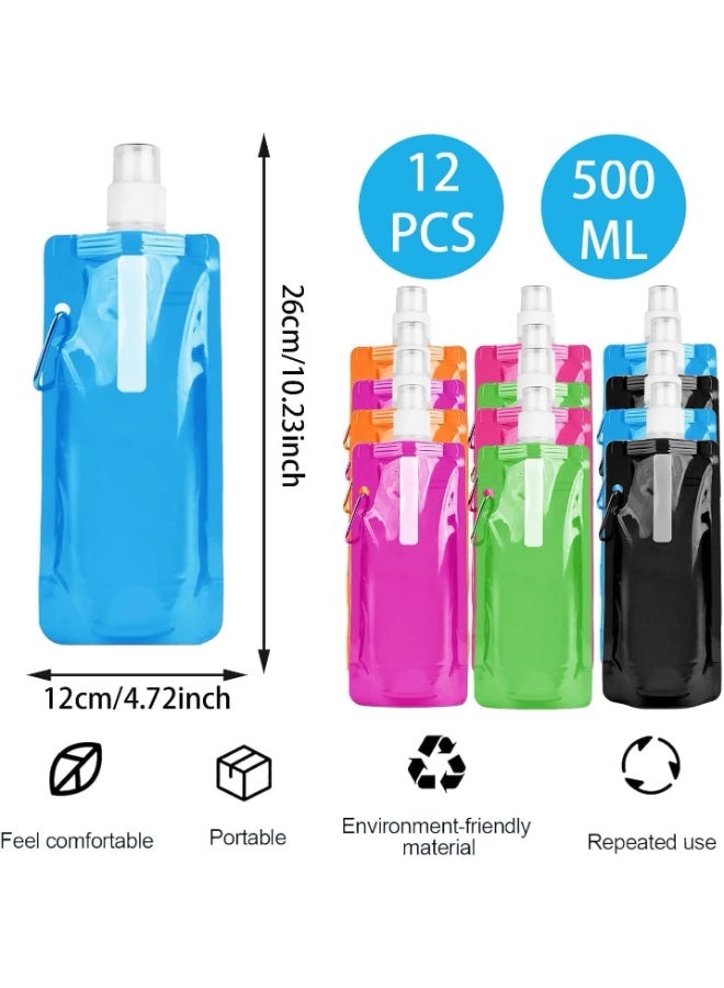 OSHIMA 3 Pcs Foldable Drinking Bottle, 500 ml Flexible Collapsible Water Bottles, Reusable Water Bottles, Reusable Foldable Water Bottle, Set for Hiking, Adventure, Travel, Unisex Adult - Image 2