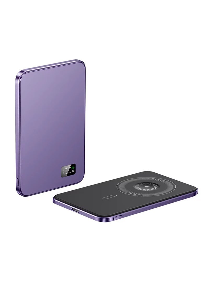 eBarakah [10000mAh] 3-in-1 20W PD Power Bank with Magnetic Wireless Charging (Phone, Watch, Earphones) - Slim Magsafe Design - Purple - Image 1