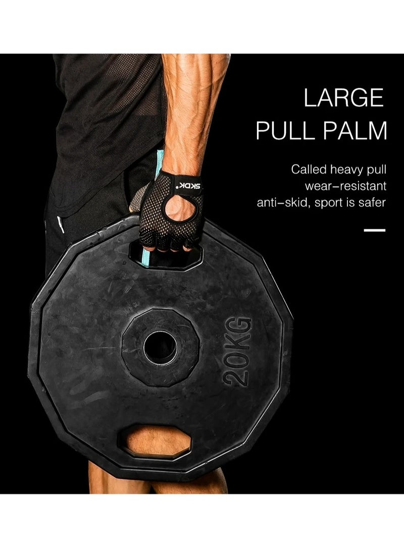 SKDK Breathable Exercise Gloves, Flexible Anti Slip Weight Lifting Gloves With Shock Absorbing Foam Pad Palm, Hollow Silicone Palm Training Gloves For Cycling, Bodybuilding, Gym Workout, (Size XL, Black)  - Image 5