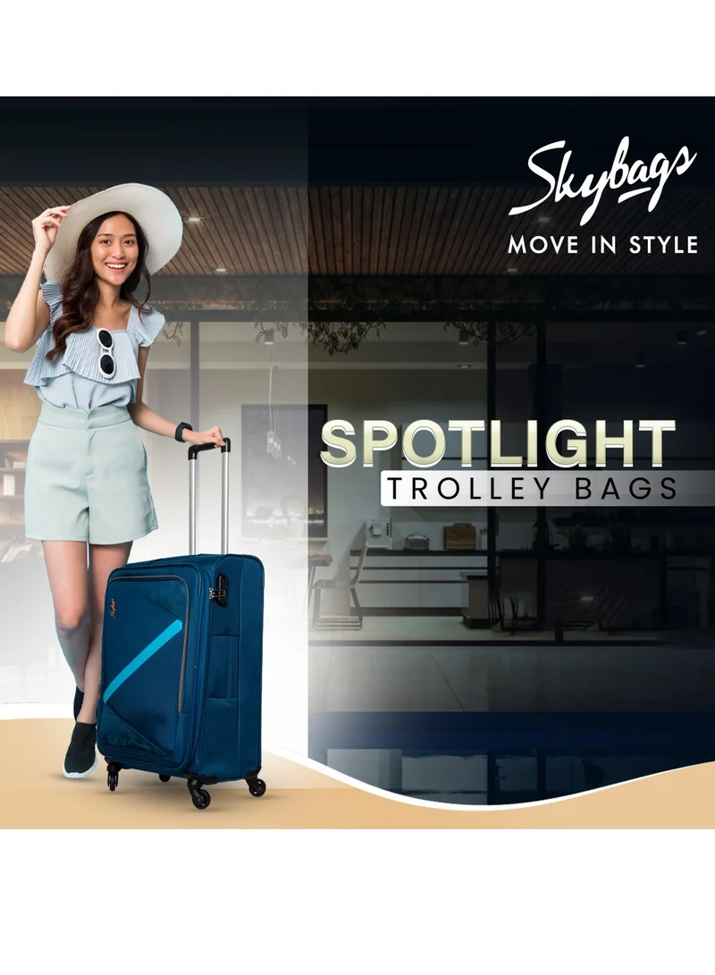 Skybags Set of 3 Luggage | Spotlight 4W Str (E) | Polyester Soft Sided 360° 4 Wheels Spinner Trolleys- Cabin-20 Inch| Medium-24Inch| Large- 28 Inch| Blue