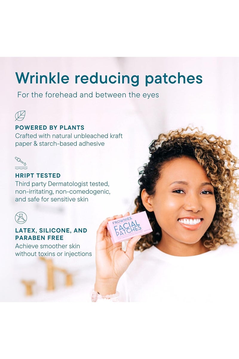 Frownies Forehead and Between the Eyes Facial Patches - Hypoallergenic Patches to Smooth & Soften Forehead Horizontal & Eleven Lines - For Overnight Use, 144 count - Image 2