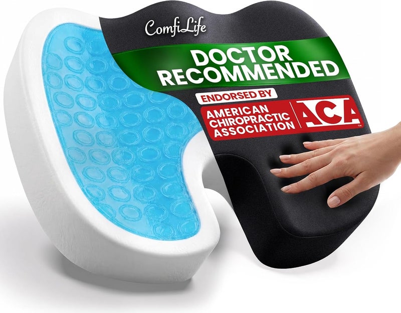 ComfiLife Gel Enhanced Seat Cushion - Non-Slip Orthopedic Gel & Memory Foam Coccyx Cushion for Tailbone Pain - Office Chair Car Seat Cushion - Sciatica & Back Pain Relief (Black) - Image 1