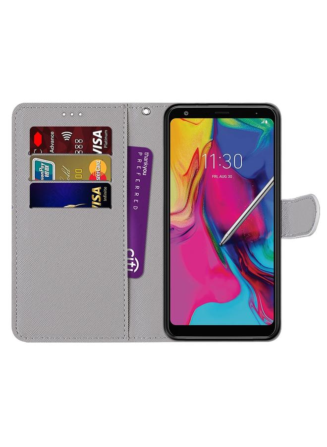 اس-توب جراب لهاتف LG Stylo 5، جراب جلدي من البولي يوريثان بتصميم متقاطع ملون، قابل للطي أفقيًا، مع حامل وفتحات للبطاقات ومحفظة وحبل تعليق - Image 3