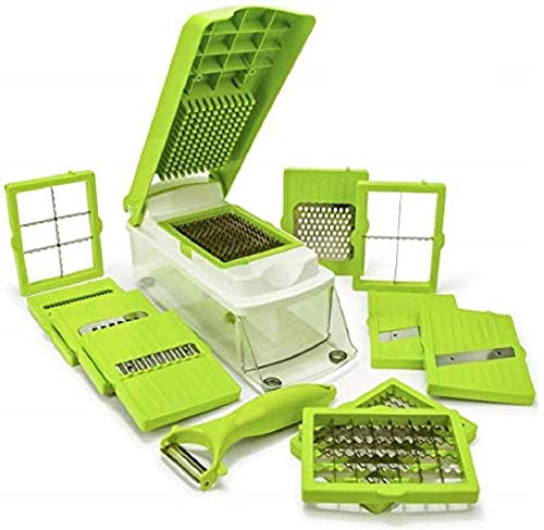 Purabelle Purabelle Plastic Vegetable Fruit Chipser Chopper Slicer Cutter with 11 Blades and Peeler Inside Green  - Image 3