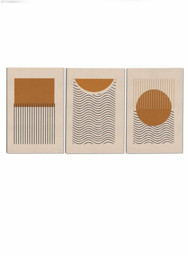 LOWHA Set Of 3 Framed Canvas Wall Arts Stretched Over Wooden Frame Aestheticism Line Abstract Paintings For Home Living Room Office Decor - Image 4