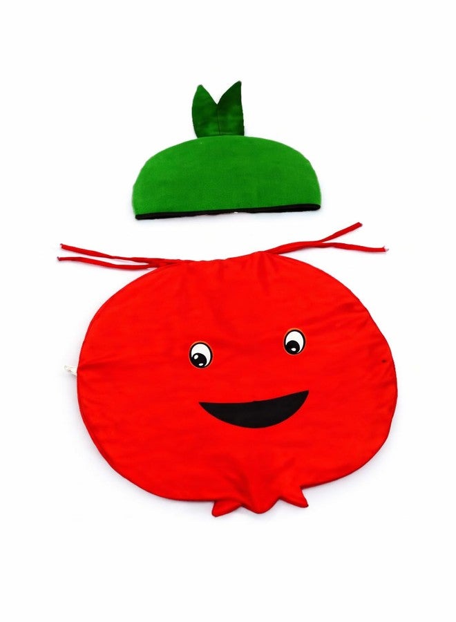 EthnicAlive Cotton Smiley Pomegranate Fruit and Vegetable Cosplay Costume Outfit For Kids Girls, Boys | Halloween Fruits Dress (Red, 3 Year To 4 Year) - Image 1