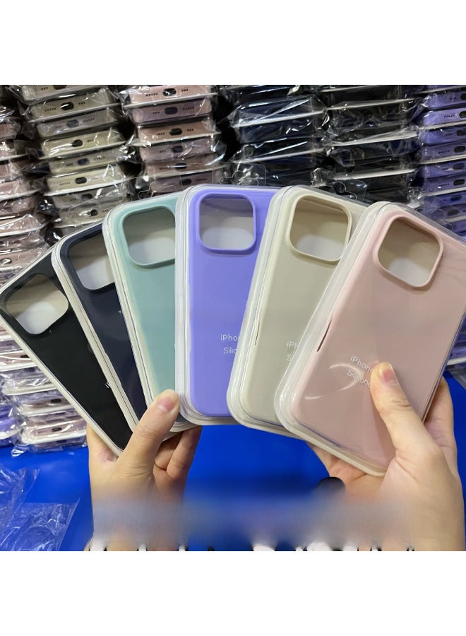 For Iphone16 Liquid Silicone Phone Case For Iphone 16Pro Max/16Pro Full Covering Drop-Resistant Protective Case-Color:Rock Grey [with Logo]]-Applicable Model:For Iphone16 [sealed Packaging]