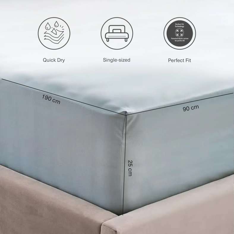 Pan Home Everyday Single Fitted Sheet 90x190+25cm - Metallic Blue - 121FBR9901061 - Image 4