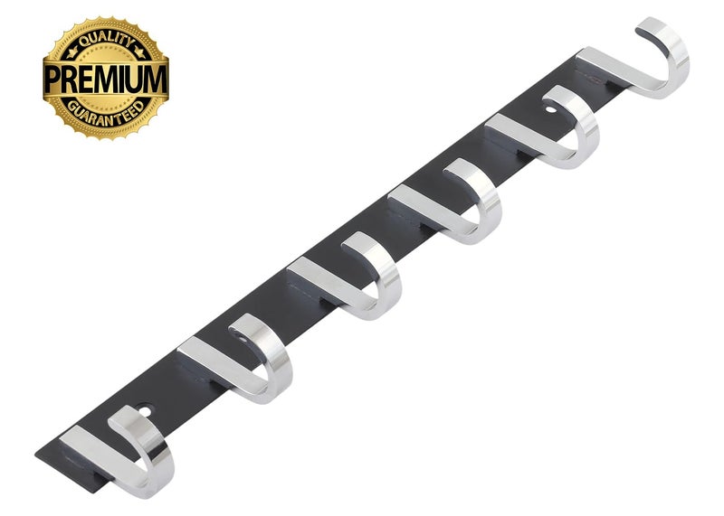 HingeMinds HingeMinds Aluminium Cloth Hanger for Wall Clothes Hook Hangers Door Mounted Bathroom Hooks for Hanging Towel Wall Mount Shirt Hangers Dress Holder Hooks 6 Pin Pack of 1 Black and Silver  - Image 5