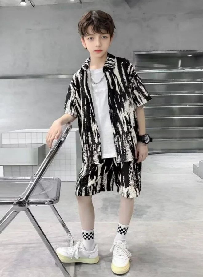 Take Two Boys All Over Print Shirt and Shorts Set