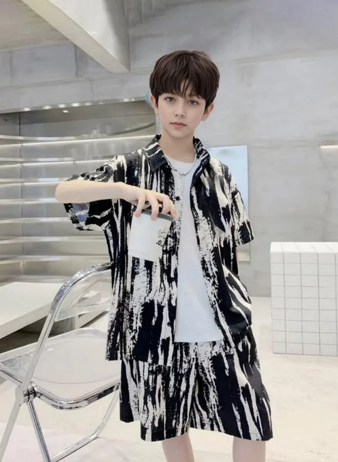 Take Two Boys All Over Print Shirt and Shorts Set
