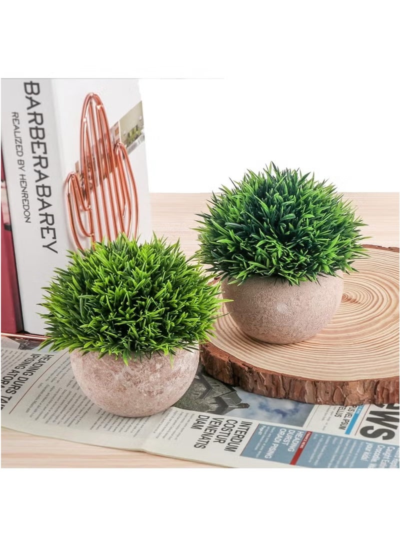 Mini Artificial Plants Set, 2 Pcs Small Fake Plants for Office Kitchen Bathroom Bedroom Mantle Shelf Living Room, Faux Plants in Pots Modern Farmhouse Plants Home Decor - Image 3
