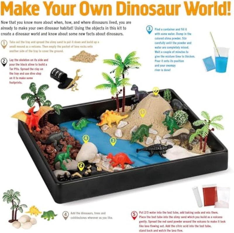 DIY Dinosaur Habitat Playset, 12 Dinosaur Figures + Volcano Experiment, Create, Explore & Learn About Jurassic Era with STEM Crafts for Kids, Birthday Gift for Boys Girls - Image 2
