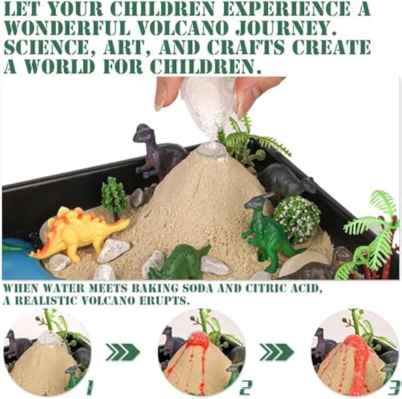 DIY Dinosaur Habitat Playset, 12 Dinosaur Figures + Volcano Experiment, Create, Explore & Learn About Jurassic Era with STEM Crafts for Kids, Birthday Gift for Boys Girls - Image 3