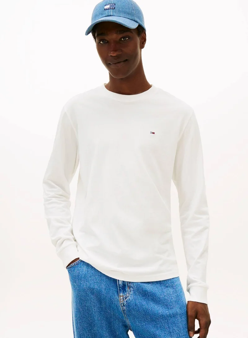 تومي جينز طقم 2 تيشيرت طويل الأكمام بقصّة سليم بعلم تومي