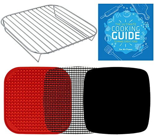 INFRAOVENS Air Fryer Rack Accessories Compatible with Ninja Crispi Bella Cosori Secura Insignia Philips Kalorik More Stainless Steel Extra Large XL Silicone Mat Accessorios para Freidora de Aire - Image 1