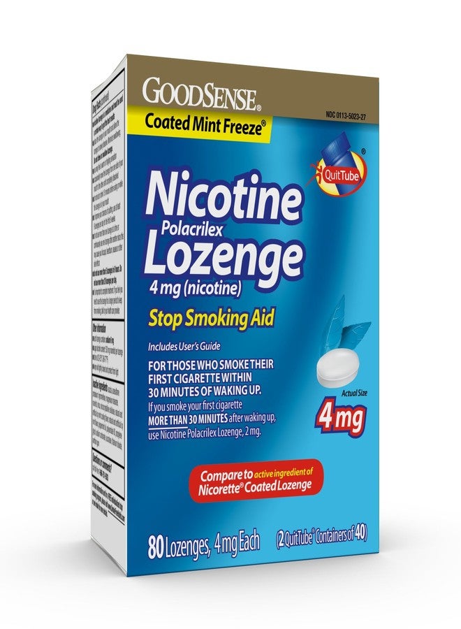 GOODSENSE Good Sense Coated Ice Mint Nicotine Polacrilex Lozenges, 4 mg, Stop Smoking Aid, 80 Count - Image 1